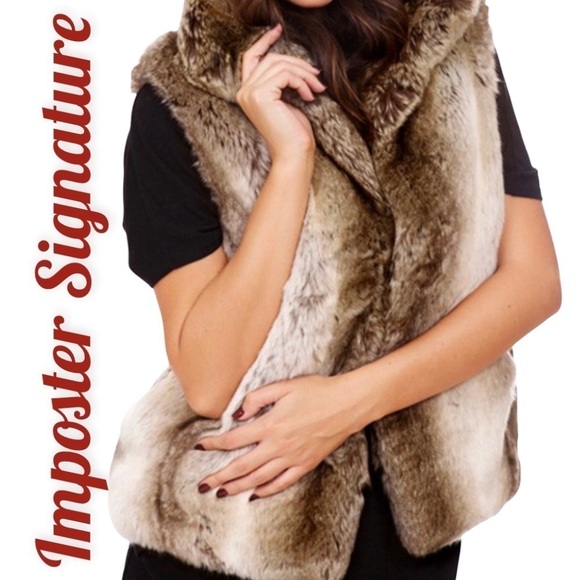 IMPOSTER SIGNATURE (Nordstrom) Luxe Faux Fur Vest, Size Small - Picture 1 of 11
